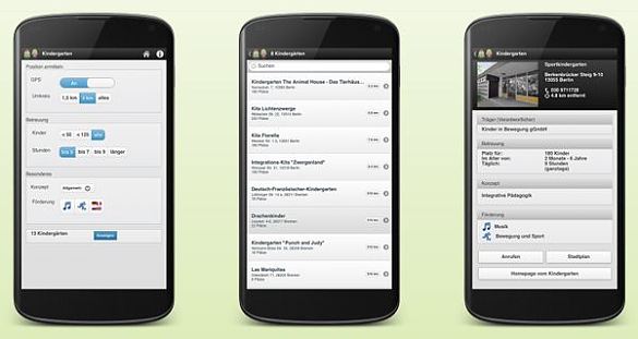 Bildschirmfoto Beispiele der App